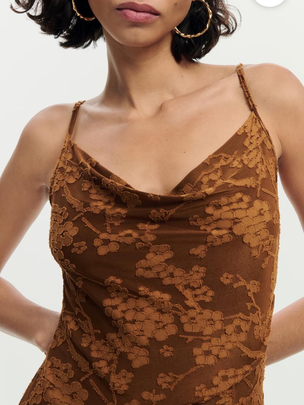 Desigual Brown Floral Asymmetrical Dress Size Small